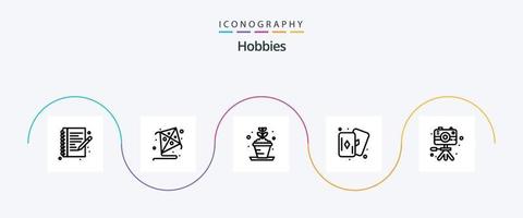 paquete de iconos de la línea 5 de hobbies, incluido el hobby. imagen. aficiones. video. pasatiempo vector