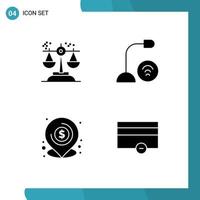 Universal Icon Symbols Group of 4 Modern Solid Glyphs of choice microphone judgment devices lend Editable Vector Design Elements