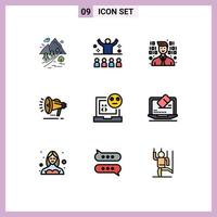 Universal Icon Symbols Group of 9 Modern Filledline Flat Colors of bad voice motivation loud speaker programming Editable Vector Design Elements