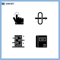 Pictogram Set of 4 Simple Solid Glyphs of click show point box education Editable Vector Design Elements