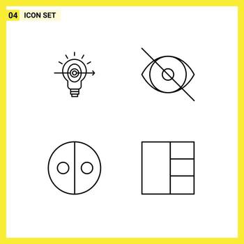 4 Universal Filledline Flat Colors Set for Web and Mobile Applications bulb equality business human symbolism Editable Vector Design Elements