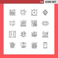 16 Outline concept for Websites Mobile and Apps chinese light weather lantern navigation Editable Vector Design Elements