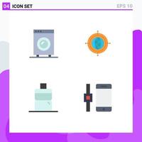 4 Thematic Vector Flat Icons and Editable Symbols of devices sport equipment focus connect Editable Vector Design Elements