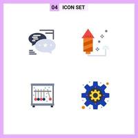 Pack of 4 creative Flat Icons of chat physics messages event science Editable Vector Design Elements