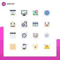 Universal Icon Symbols Group of 16 Modern Flat Colors of tool gear shopping cog google Editable Pack of Creative Vector Design Elements