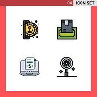 Group of 4 Filledline Flat Colors Signs and Symbols for insert coin subscription play delivery subscription model Editable Vector Design Elements