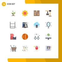 Flat Color Pack of 16 Universal Symbols of play shipping deliver delivery cargo Editable Pack of Creative Vector Design Elements