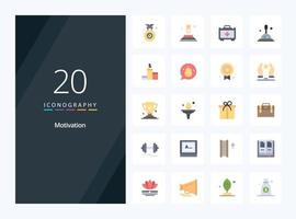 20 Motivation Flat Color icon for presentation vector