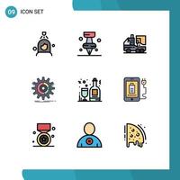 Set of 9 Modern UI Icons Symbols Signs for alcohol process biology management setting Editable Vector Design Elements