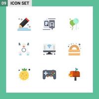 Universal Icon Symbols Group of 9 Modern Flat Colors of internet people message group company Editable Vector Design Elements