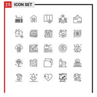 25 User Interface Line Pack of modern Signs and Symbols of board human focus data sensor Editable Vector Design Elements