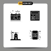 User Interface Pack of 4 Basic Solid Glyphs of camera healthcare picture document rehydration Editable Vector Design Elements