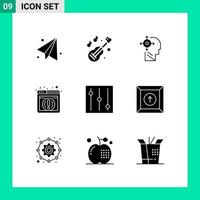 Universal Icon Symbols Group of 9 Modern Solid Glyphs of upload box transform tools web Editable Vector Design Elements