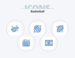 paquete de iconos azul de baloncesto 5 diseño de iconos. ejercicio. juego. nba baloncesto. silbar vector