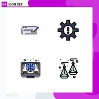 Group of 4 Filledline Flat Colors Signs and Symbols for check resources business hr online Editable Vector Design Elements