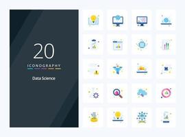 20 Data Science Flat Color icon for presentation vector