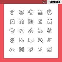 Pictogram Set of 25 Simple Lines of complete mouse gear cursor keyboard Editable Vector Design Elements