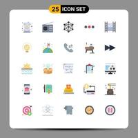 Set of 25 Modern UI Icons Symbols Signs for media sign data massege chat Editable Vector Design Elements