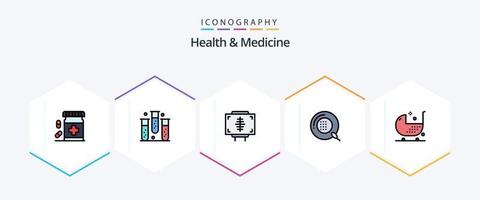 paquete de iconos de 25 líneas completas de salud y medicina que incluye enfermedades. bebé. forma. medicamento. forma vector