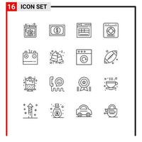 conjunto de 16 iconos modernos de la interfaz de usuario signos de símbolos para el servicio de carga protección segura salvavidas elementos de diseño vectorial editables vector