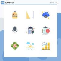 9 Thematic Vector Flat Colors and Editable Symbols of duties calculator computing calculate sound Editable Vector Design Elements