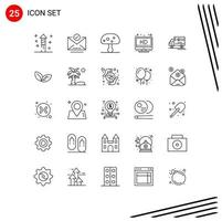 Line Pack of 25 Universal Symbols of vehicle delivery nature truck screen Editable Vector Design Elements