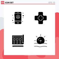4 Thematic Vector Solid Glyphs and Editable Symbols of account website hospital blueprint nature Editable Vector Design Elements