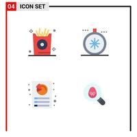 Pictogram Set of 4 Simple Flat Icons of fries customization party navigation report Editable Vector Design Elements