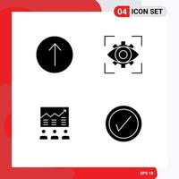 Pictogram Set of 4 Simple Solid Glyphs of arrow arrow eyesight view chart Editable Vector Design Elements