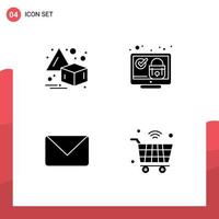 Modern Set of 4 Solid Glyphs and symbols such as flip mail lock check chat Editable Vector Design Elements