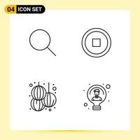 Group of 4 Modern Filledline Flat Colors Set for instagram year interface chinese idea Editable Vector Design Elements