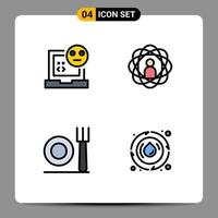 Group of 4 Modern Filledline Flat Colors Set for bad skills development development plate Editable Vector Design Elements