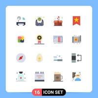16 Thematic Vector Flat Colors and Editable Symbols of planning management box star bookmark Editable Pack of Creative Vector Design Elements