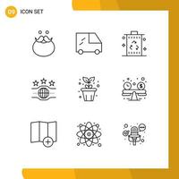 9 User Interface Outline Pack of modern Signs and Symbols of pot sport energy championship belt Editable Vector Design Elements