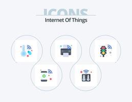 Internet Of Things Flat Icon Pack 5 Icon Design. smart. printer. technology. iot. weather vector