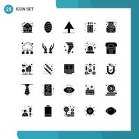 Modern Set of 25 Solid Glyphs Pictograph of network shapes cursor greeting card Editable Vector Design Elements