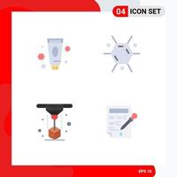 Set of 4 Vector Flat Icons on Grid for beauty printer spa molecule laser Editable Vector Design Elements