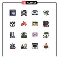 paquete de iconos de vector de stock de 16 signos y símbolos de línea para altavoz vacaciones decoración hippy celebración elementos de diseño de vector creativo editable