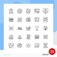 Line Pack of 25 Universal Symbols of money finance back to school computer stylus Editable Vector Design Elements