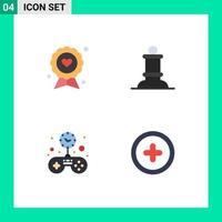 4 Universal Flat Icon Signs Symbols of badge game fathers day chess time Editable Vector Design Elements