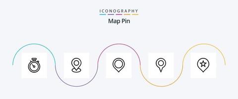 mapa pin línea 5 paquete de iconos que incluye mirada fija. alfiler. ubicación. mapa. ubicación geográfica vector