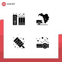 Pictogram Set of 4 Simple Solid Glyphs of data marshmallow history garbage device Editable Vector Design Elements