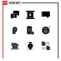 Set of 9 Modern UI Icons Symbols Signs for sal database chat user message Editable Vector Design Elements