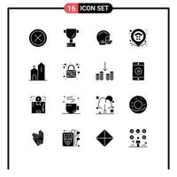 16 Thematic Vector Solid Glyphs and Editable Symbols of christian estate equipment property location Editable Vector Design Elements