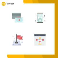 Flat Icon Pack of 4 Universal Symbols of card flag money laboratory location Editable Vector Design Elements