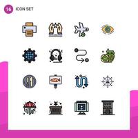 Universal Icon Symbols Group of 16 Modern Flat Color Filled Lines of search look flight find transportation Editable Creative Vector Design Elements