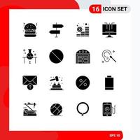 Set of 16 Modern UI Icons Symbols Signs for laboratory optimization budget media connections Editable Vector Design Elements