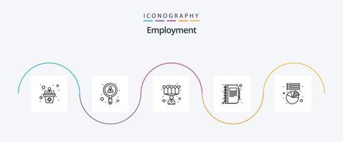 Employment Line 5 Icon Pack Including pie. note. personal. diary. business vector