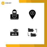 4 Solid Glyph concept for Websites Mobile and Apps call hotel device map service Editable Vector Design Elements