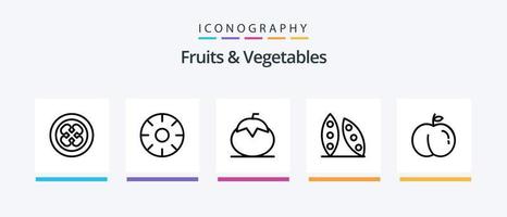 paquete de iconos de la línea 5 de frutas y verduras que incluye. frutas verdura. alimento. diseño de iconos creativos vector